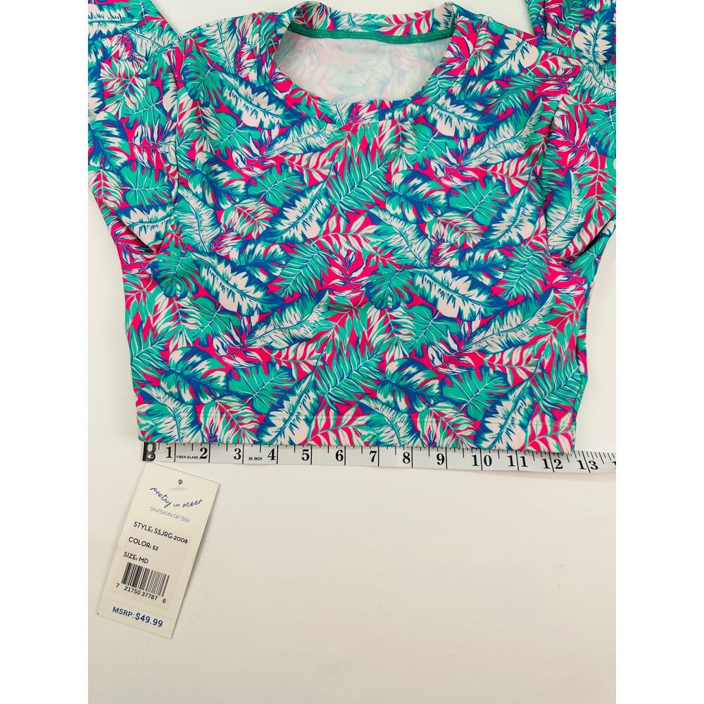 NWT Poetry in Ocean Tropical Long Sleeve Bikini Set Bright Palm Juniors Size M - Picture 9 of 11